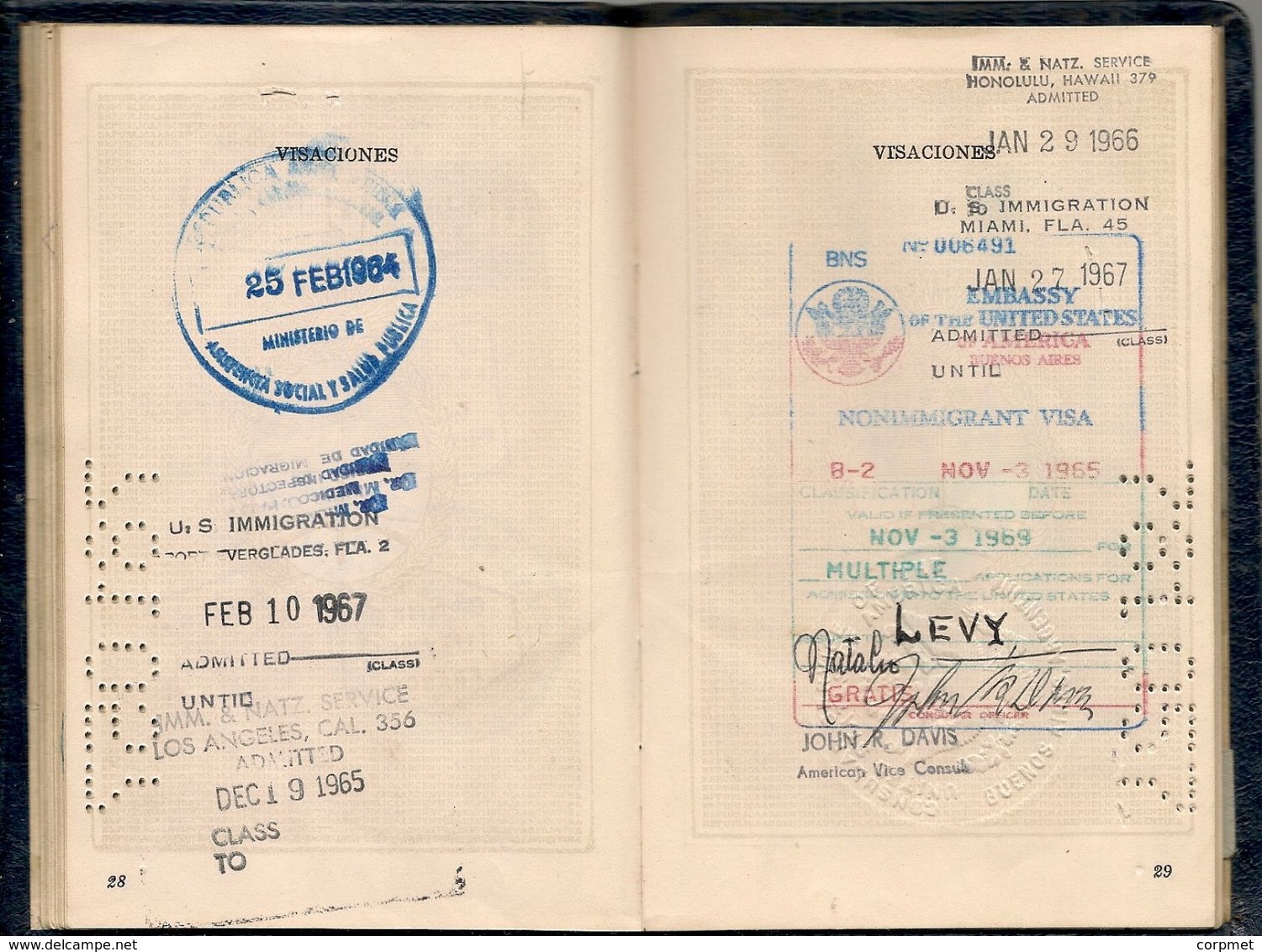 ARGENTINA 1956 PASSPORT- PASSEPORT -multiple VISAS and STAMPS  ISRAEL - POLAND - TURKEY - VENEZUELA -USA - BRASIL- AUSTR