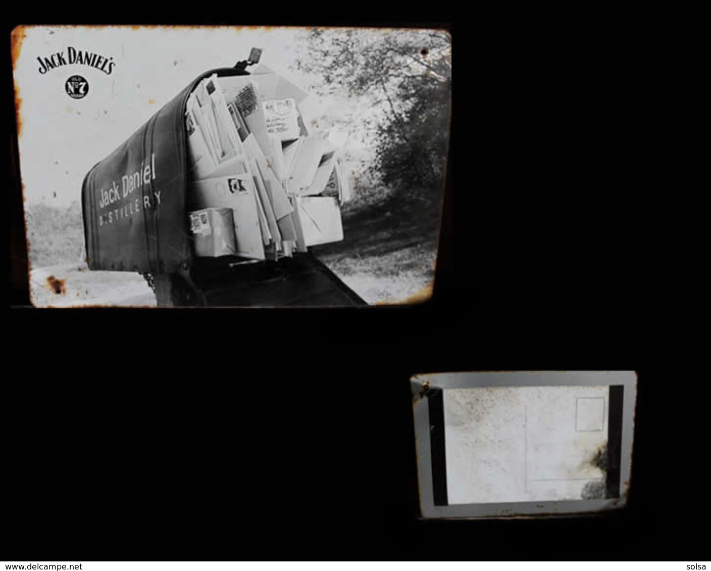 Ancienne Plaque Photographie En Métal Carte Postale Whisky Jack Daniel's Old Advertisement Tin Metal Postcard - Altri & Non Classificati