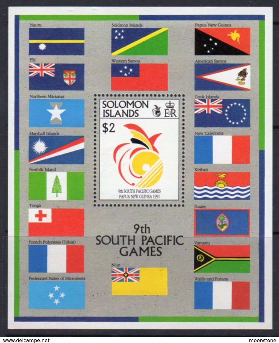 Solomon Islands 1991 9th S. Pacific Games Flags MS, MNH, SG 702 (B) - Solomon Islands (1978-...)