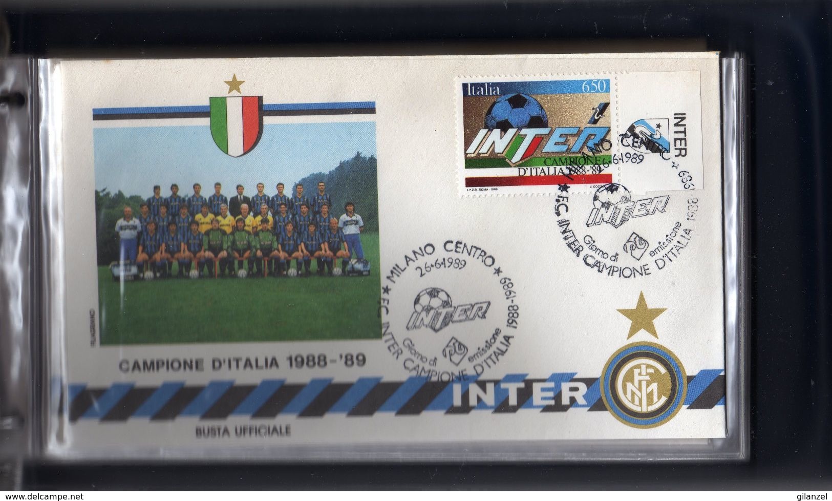 Italia 1989 INTER Campione D'Italia Di Calcio 1988 - 1989 18 Buste FDC Filagrano + 1 Cartolina In Comodo Contenitore - Famous Clubs