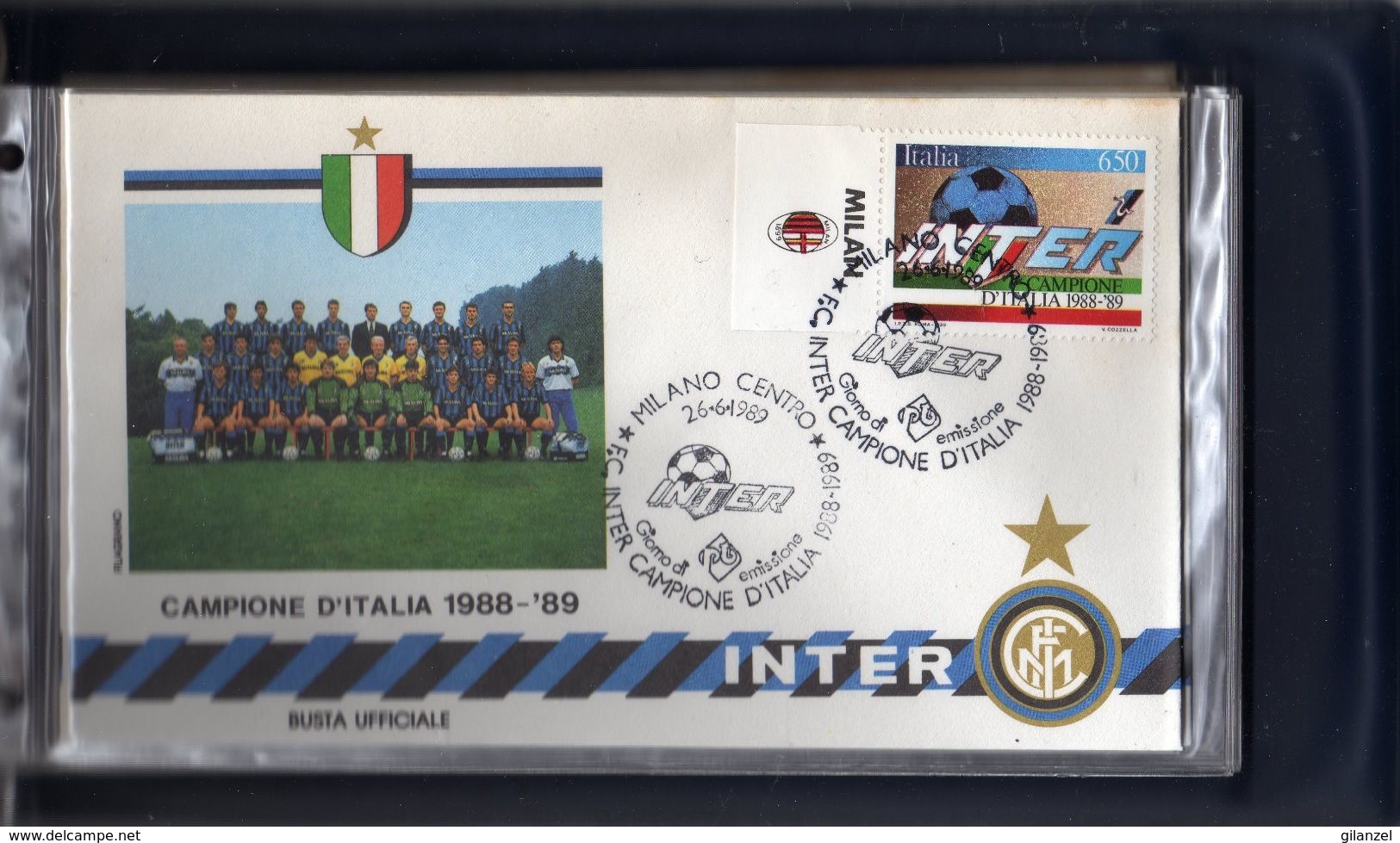 Italia 1989 INTER Campione D'Italia Di Calcio 1988 - 1989 18 Buste FDC Filagrano + 1 Cartolina In Comodo Contenitore - Famous Clubs