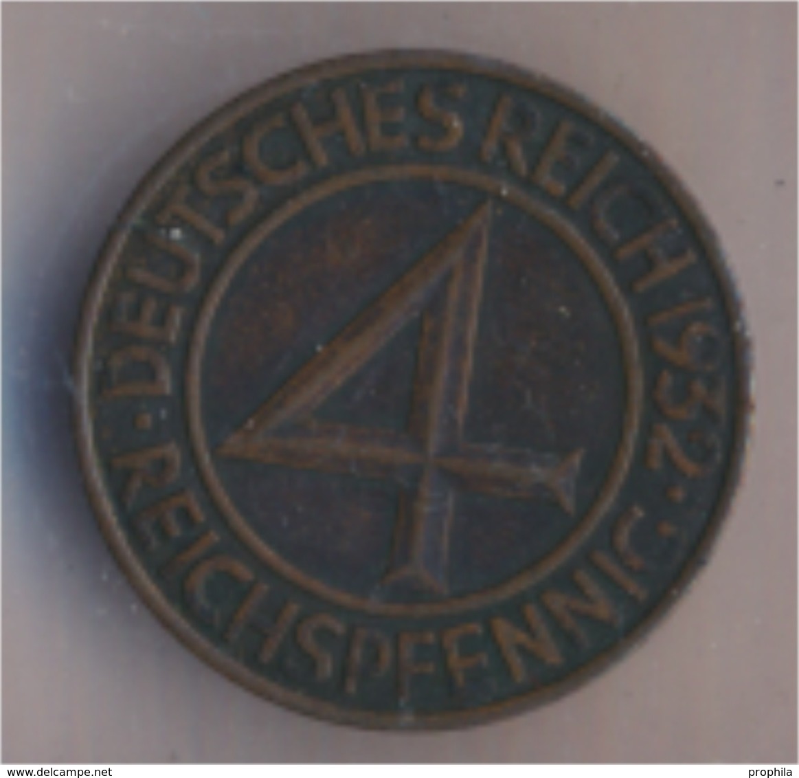 Deutsches Reich Jägernr: 315 1932 F Vorzüglich Bronze 1932 4 Reichspfennig Reichsadler (9157905 - 4 Reichspfennig