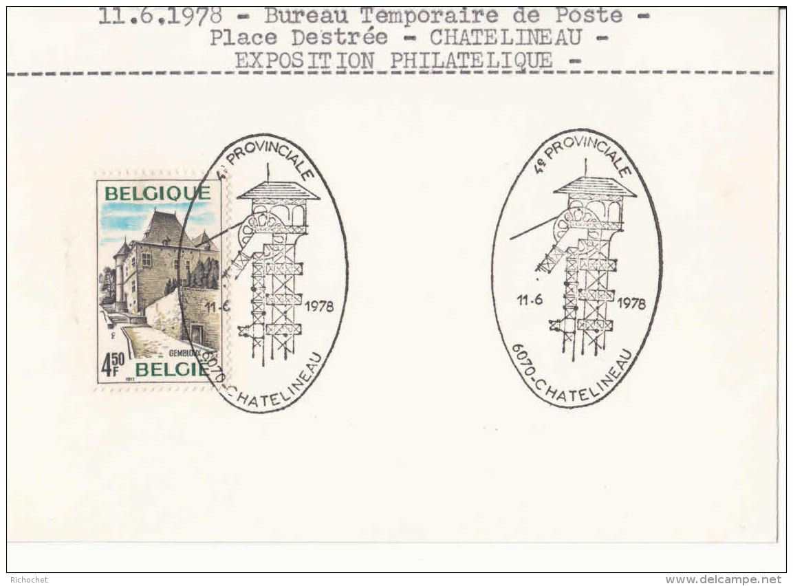 Belgique - Bureau De Poste Temporaire - Place Destrée Chatelineau - Exposition Philatélique - Doorgangstempels