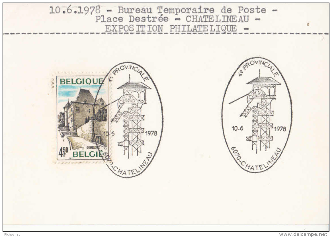 Belgique - Bureau De Poste Temporaire - Place Destrée Chatelineau - Exposition Philatélique - Transit Offices