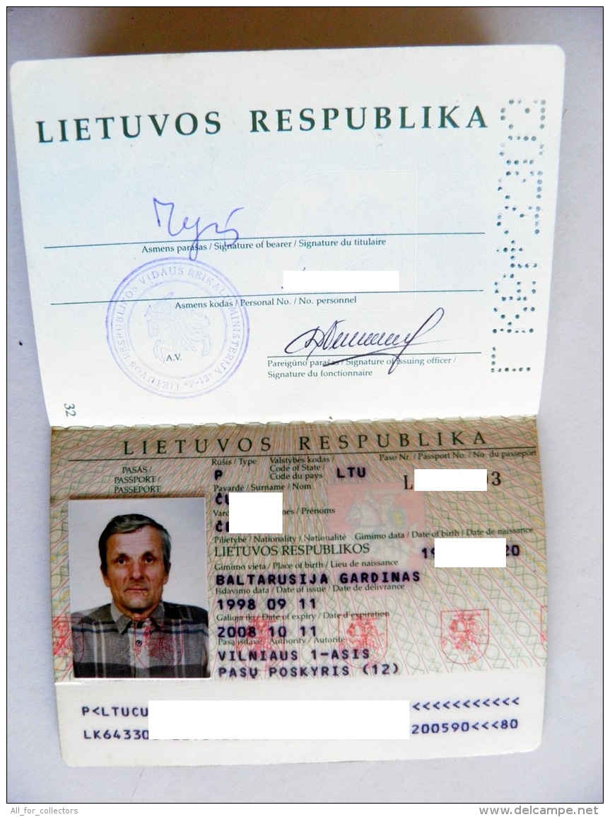 5 Scans Passport From Lithuania 1998 - Documents Historiques