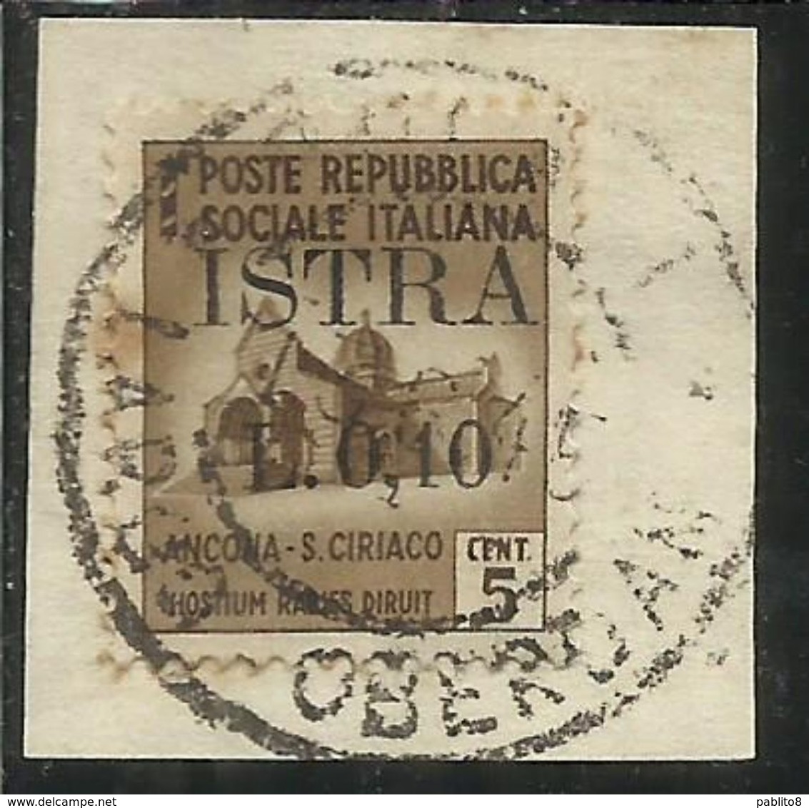 OCCUPAZIONE JUGOSLAVIA IUGOSLAVIA ISTRA ISTRIA POLA 1945 SOPRASTAMPATO D'ITALIA ITALY CENT. 10 SU 5 C USATO USED - Occ. Yougoslave: Trieste