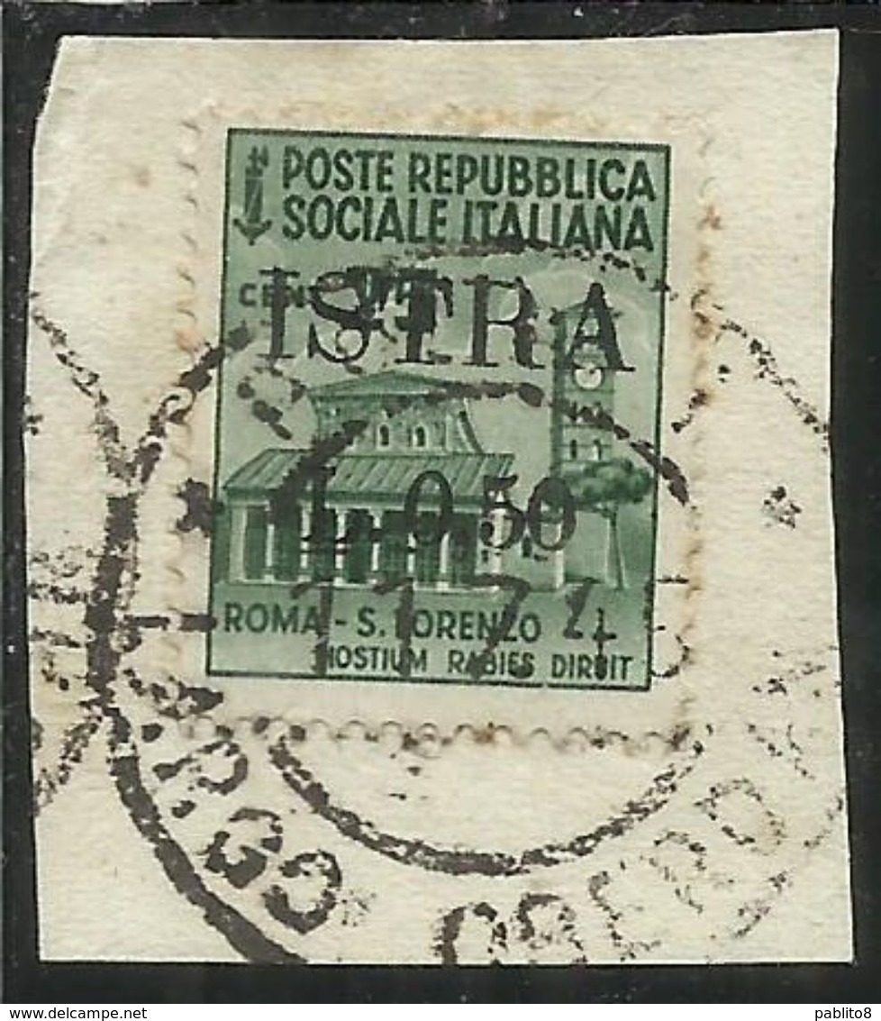 OCCUPAZIONE JUGOSLAVIA IUGOSLAVIA ISTRA ISTRIA POLA 1945 SOPRASTAMPATO D'ITALIA ITALY CENT. 50 SU 25 C USATO USED - Yugoslavian Occ.: Trieste