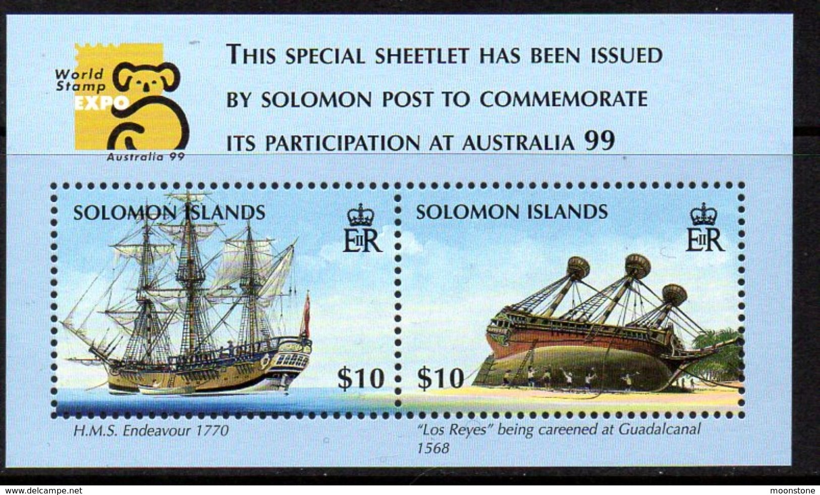 Solomon Islands 1999 Australia '99 Exhibition Ships MS, MNH, SG 923 (B) - Solomon Islands (1978-...)