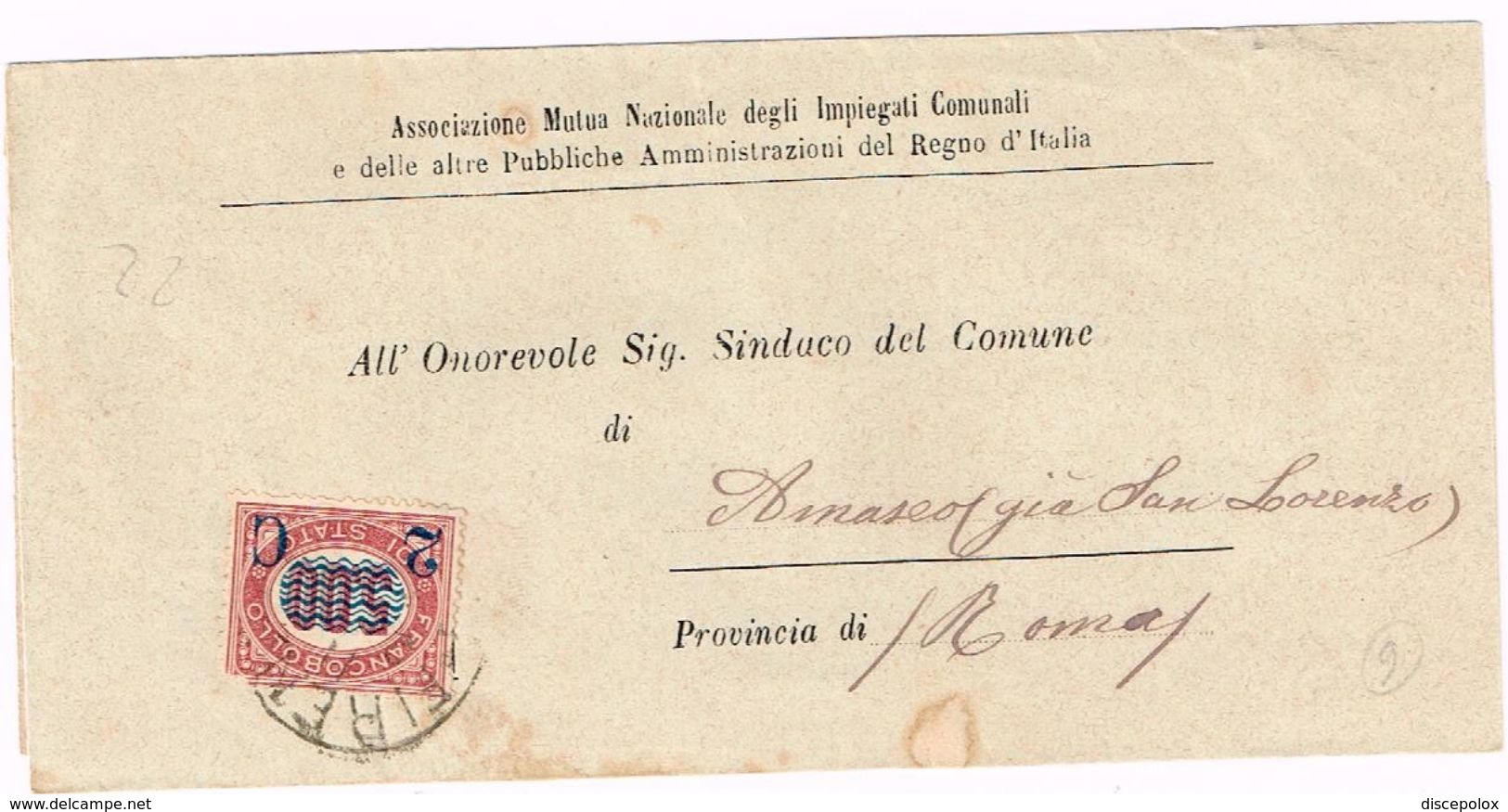 X1564 2 Centesimi Francobollo Di Stato Soprastampato Su 5 Lire - 1878 Viaggiata Da Firenze A Amaseno (Frosinone) - Storia Postale