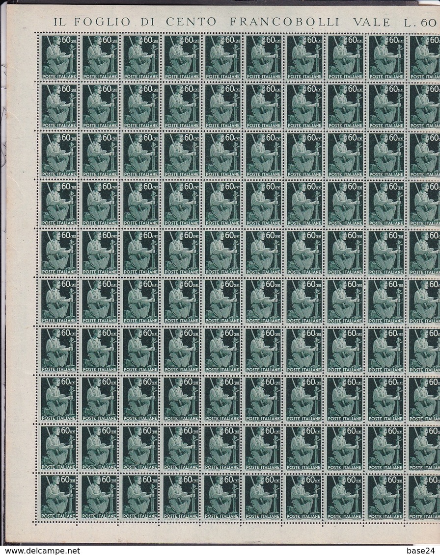 1945 1948 Italia Repubblica DEMOCRATICA 60 CENT 200 Valori In Doppio Foglio MNH** Double Sheet - Hojas Completas