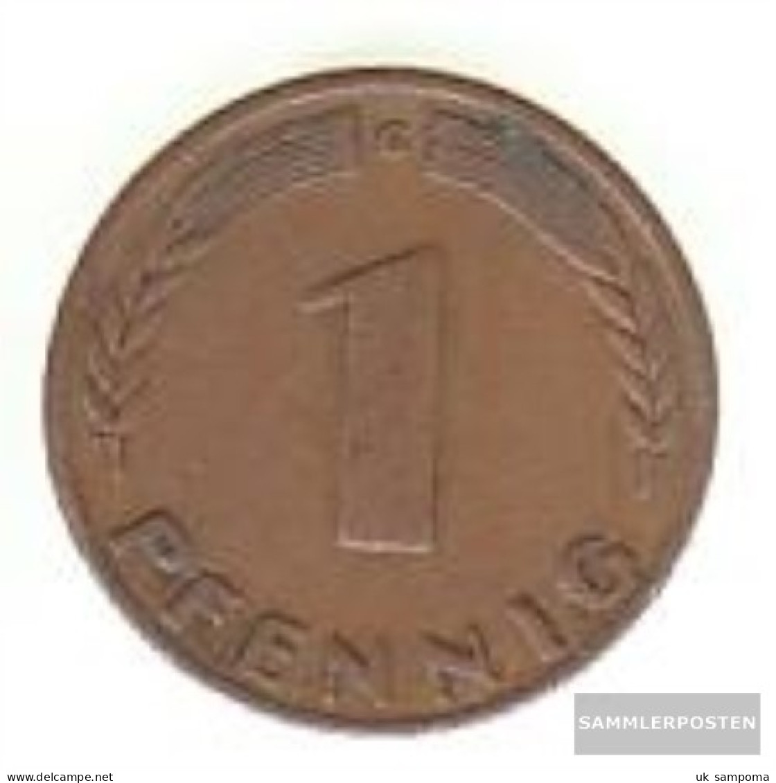 FRD (FR.Germany) Jägernr: 376 1949 D Very Fine Iron, Copper Plattiert Very Fine 1949 1 Pfennig Eichenzweig Bank German - 1 Pfennig