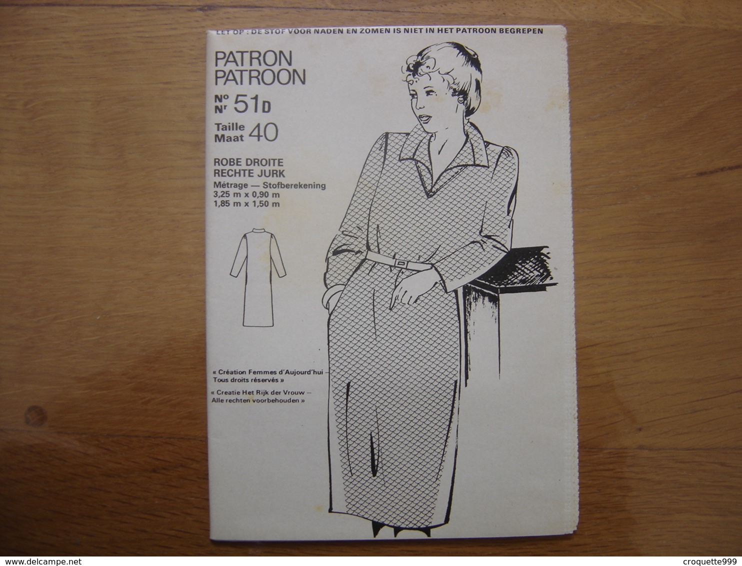 Patron Patroon ROBE DROITE Femmes D'aujourd'hui MODE Vintage - Patrons