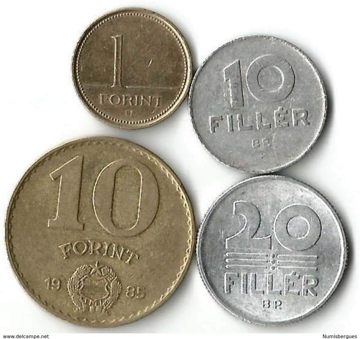 Lot De 4 Pièces De Monnaie    10 --20 Fillers - 1  Et 10 Forints - Hongrie