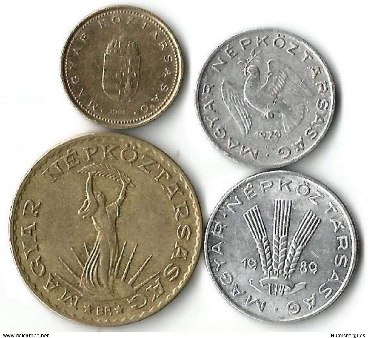 Lot De 4 Pièces De Monnaie    10 --20 Fillers - 1  Et 10 Forints - Hongrie
