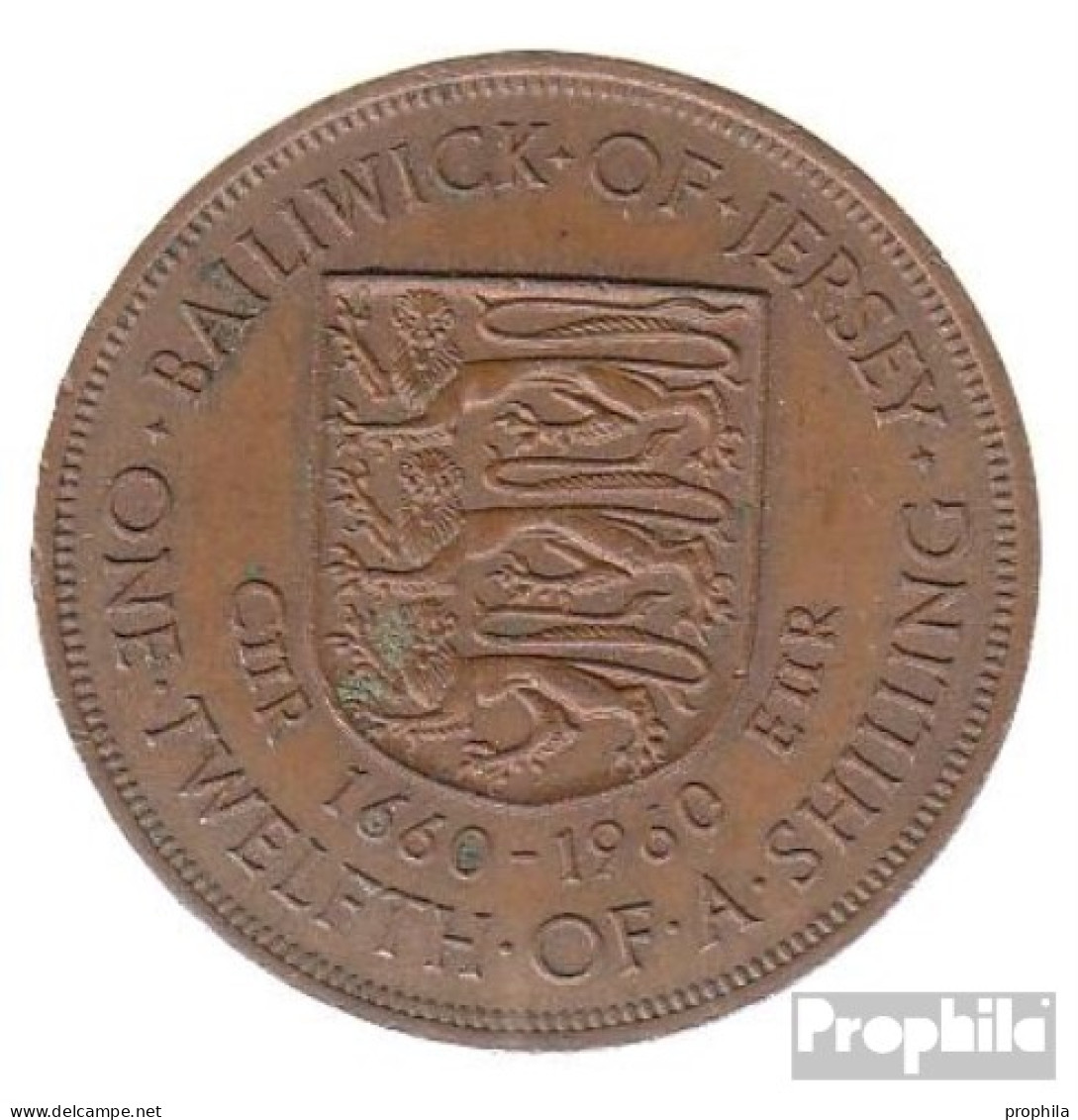 GB - Jersey KM-Nr. : 23 1960 Vorzüglich Bronze Vorzüglich 1960 1/12 Shilling Elizabeth II. - Jersey
