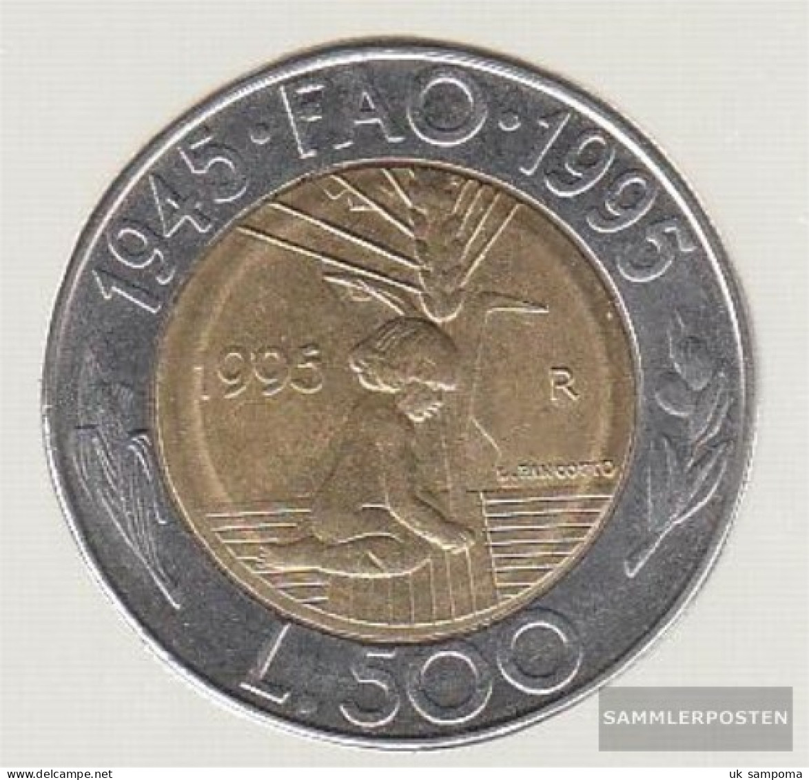 San Marino Km-number. : 330 1995 Stgl./unzirkuliert Bimetall Stgl./unzirkuliert 1995 500 Lire Fao - San Marino