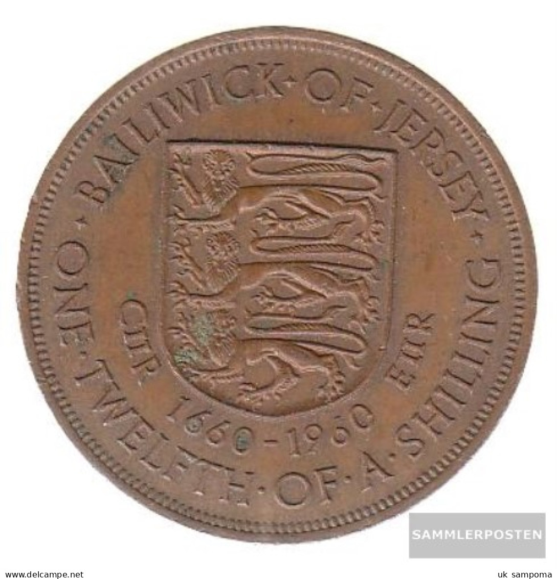 United Kingdom - Jersey Km-number. : 23 1960 Extremely Fine Bronze Extremely Fine 1960 1/12 Shilling Elizabeth II. - Jersey