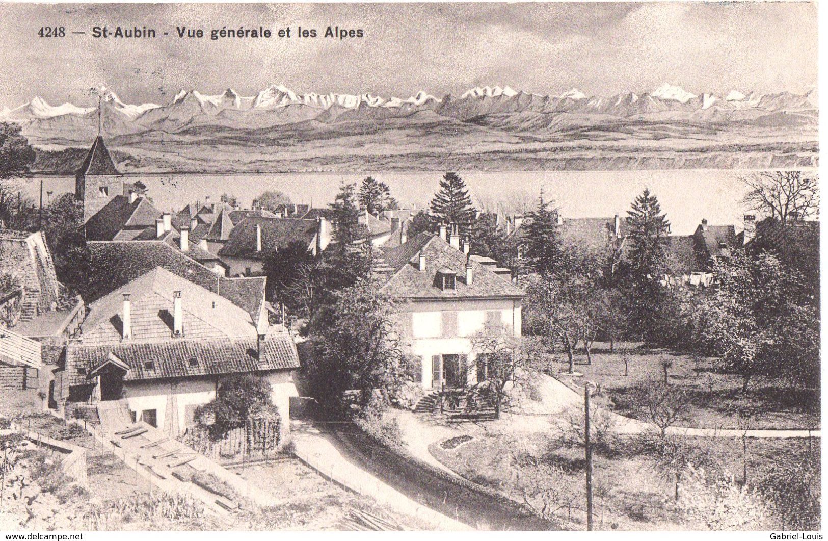 St. Aubin - Vue Générale Et Les Alpes - Saint-Aubin/Sauges