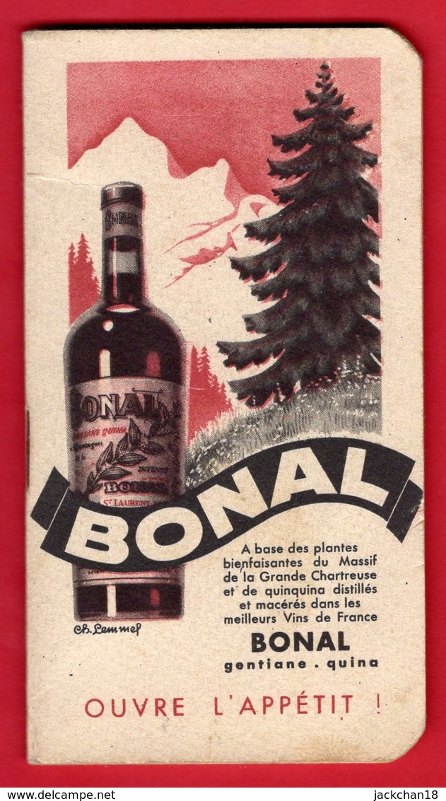 -- CARNET CALENDRIER DE POCHE PUBLICITAIRE - BONAL Gentiane - Quina - Ouvre L'appétit -- - Petit Format : 1921-40