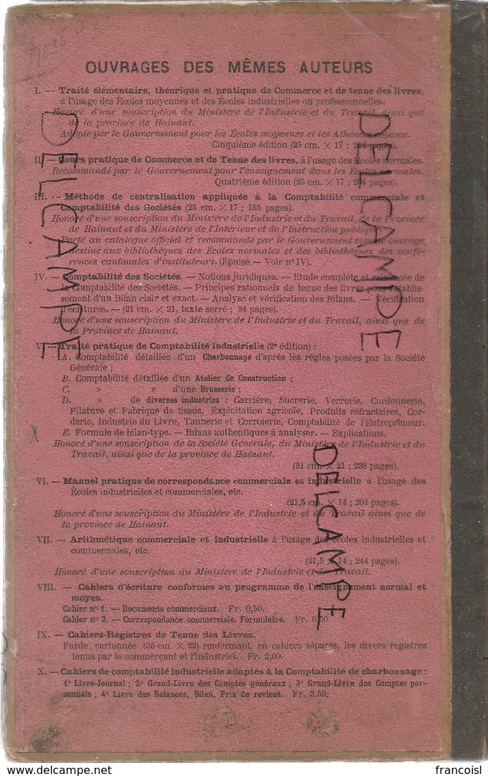 Cours De Pratique De Commerce Et De Tenue Des Livres. Ansotte Et Defrise, Dour, 1909 - Comptabilité/Gestion