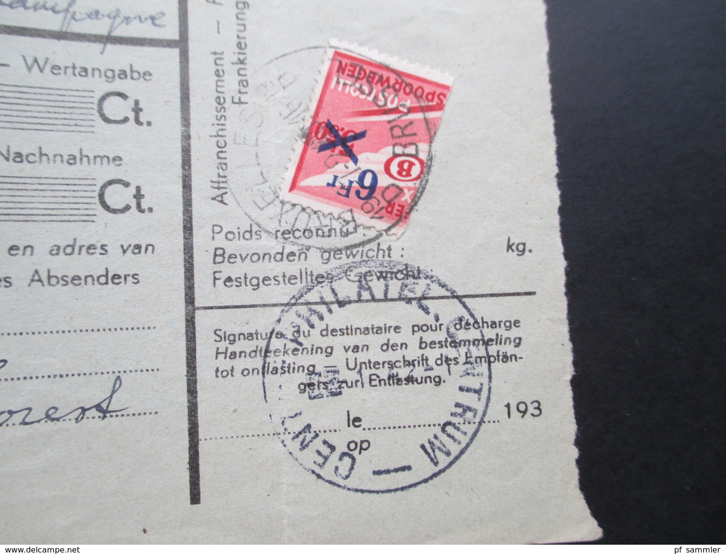 Belgien 1940 Und 42 Postpaketmarke Nr. 13 Halbierung Zu Militärzwecken!! Paketkarten ?!? - Altri & Non Classificati