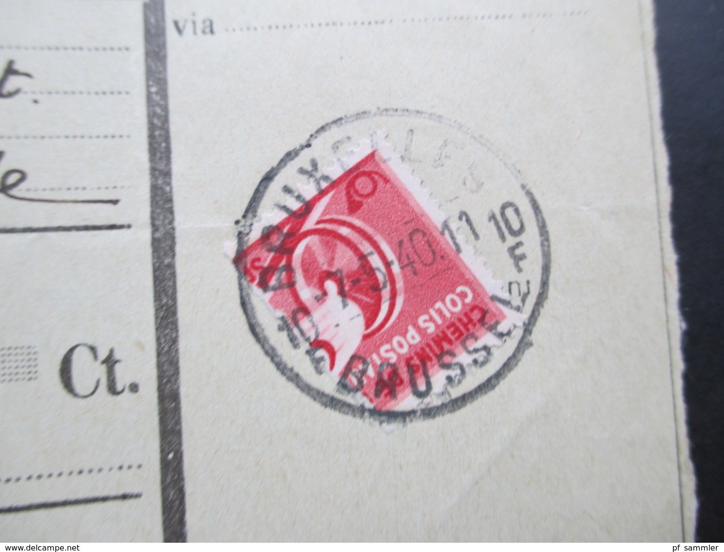 Belgien 1940 und 42 Postpaketmarke Nr. 13 Halbierung zu Militärzwecken!! Paketkarten ?!?