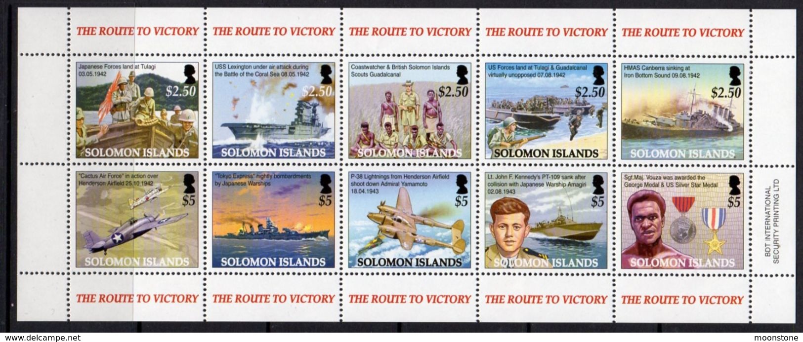 Solomon Islands 2005 60th Anniversary Of End Of WWII Sheetlet Of 10, MNH, SG 1114/23 (B) - Solomon Islands (1978-...)