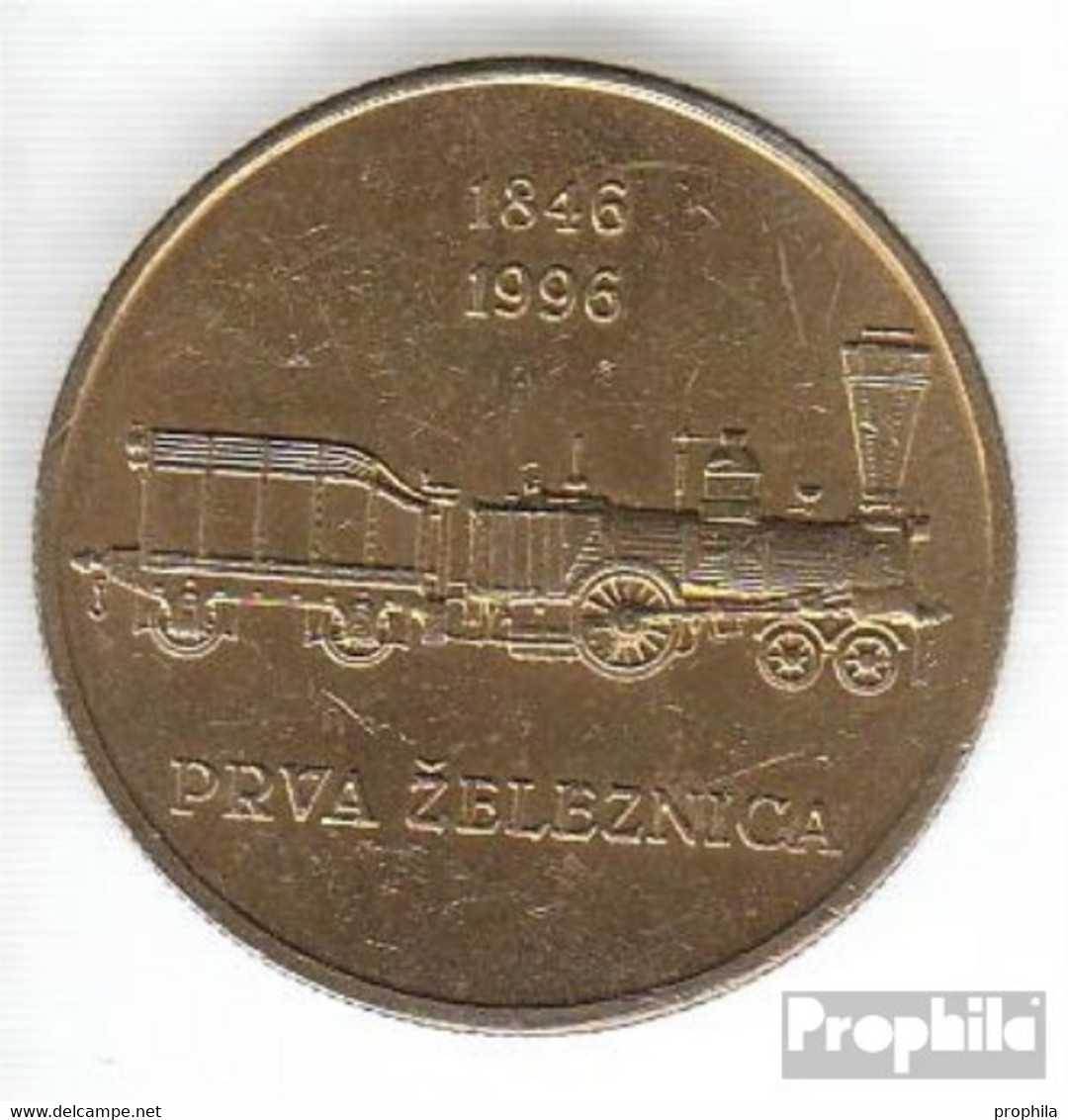 Slowenien KM-Nr. : 29 1996 Stgl./unzirkuliert Nickel-Messing Stgl./unzirkuliert 1996 5 Tolarjev Eisenbahn - Slowenien