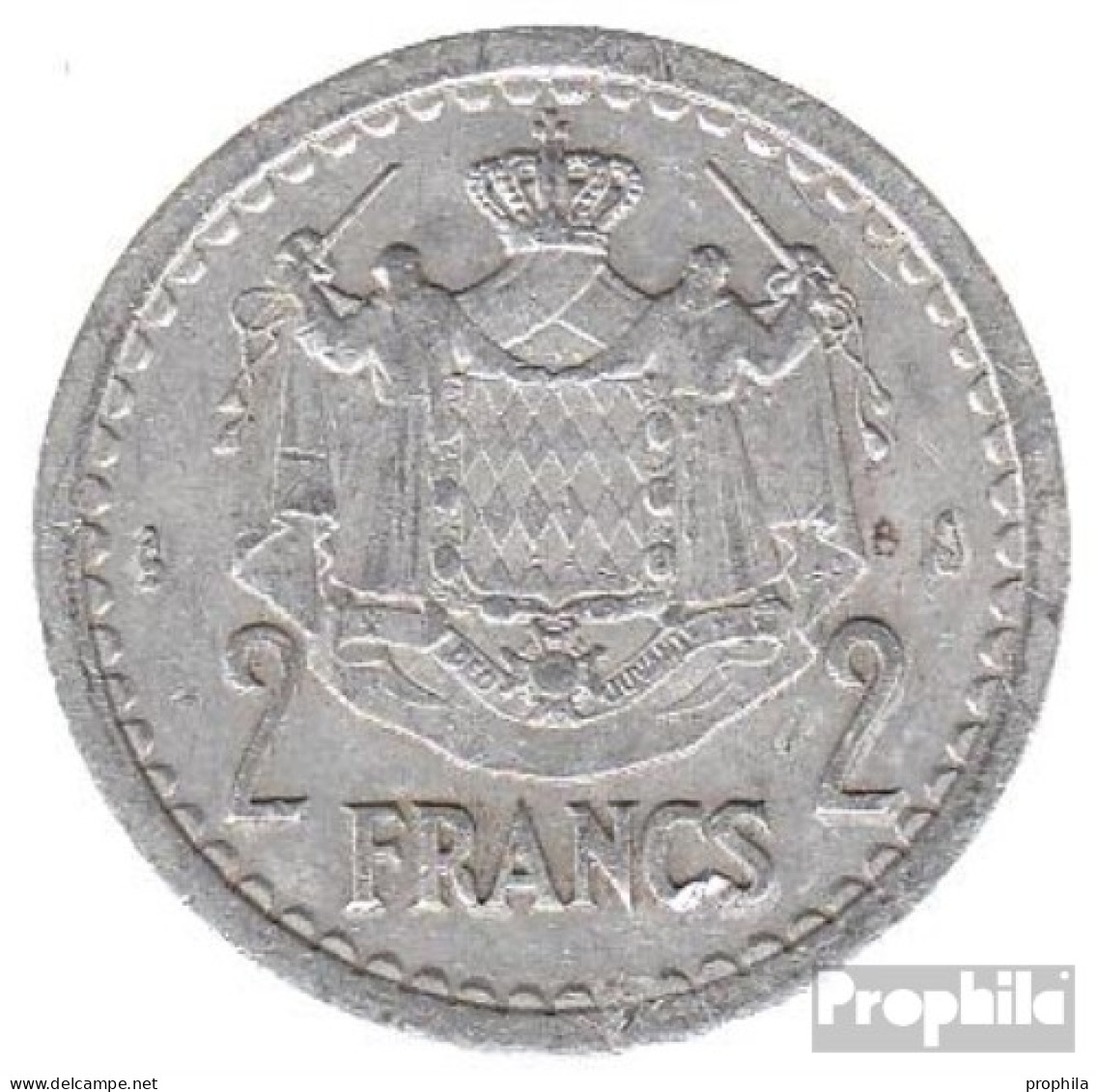 Monaco KM-Nr. : 121 1945 Vorzüglich Aluminium-Bronze Vorzüglich 1945 2 Francs Louis II. - 1922-1949 Louis II