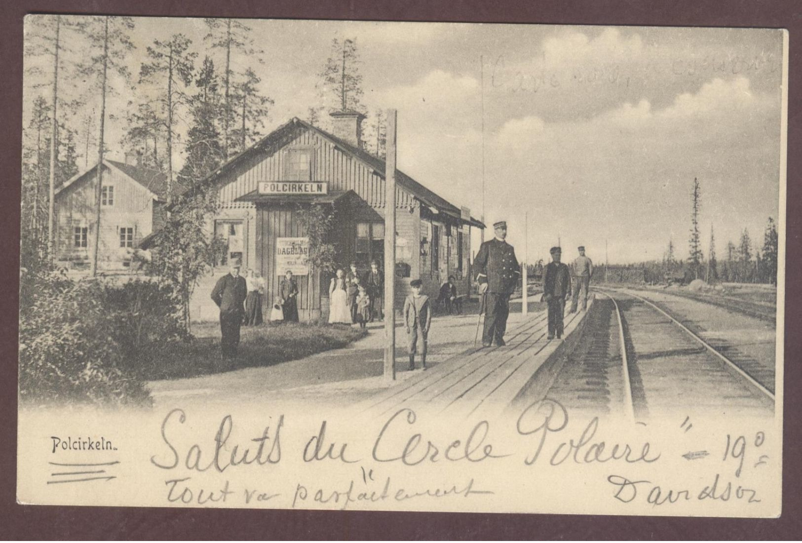 Sweden Polcirkeln Gare Intérieure Chemin De Fer Cercle Polaire Arctique Nordique Suède Gammalt Vykort Mocka Station 1905 - Suède