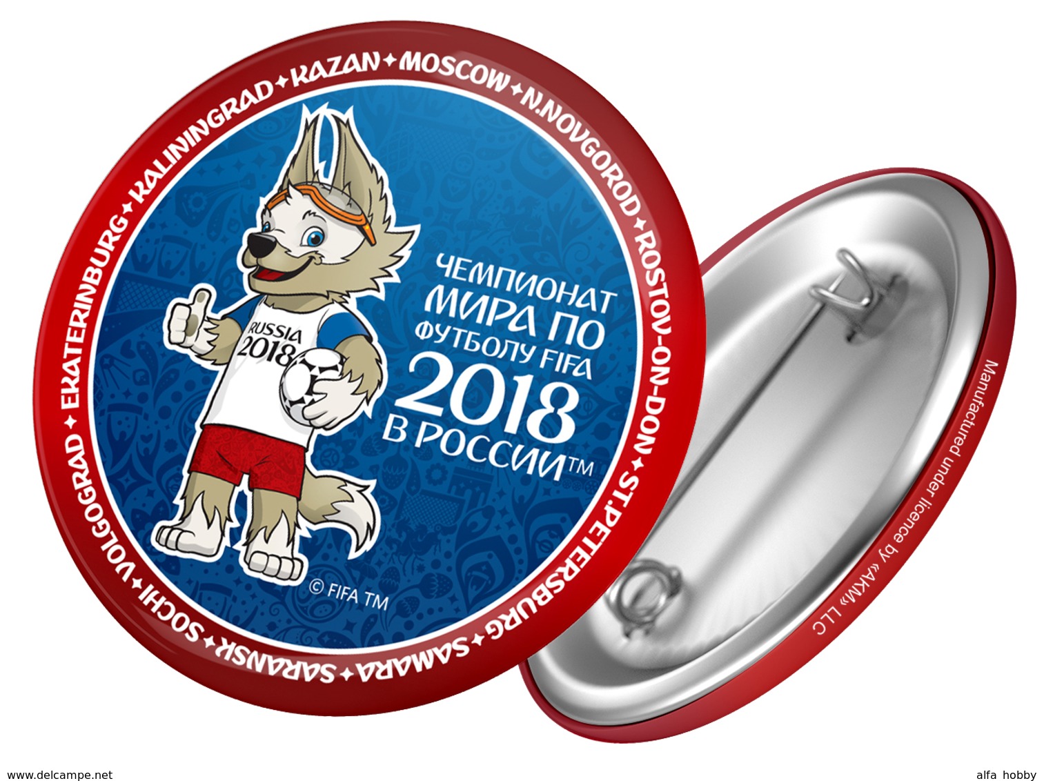 Russia 2018 World Cup 2018 Zabivaka, 44mm, Blue-red, Patch, Badge - Russia