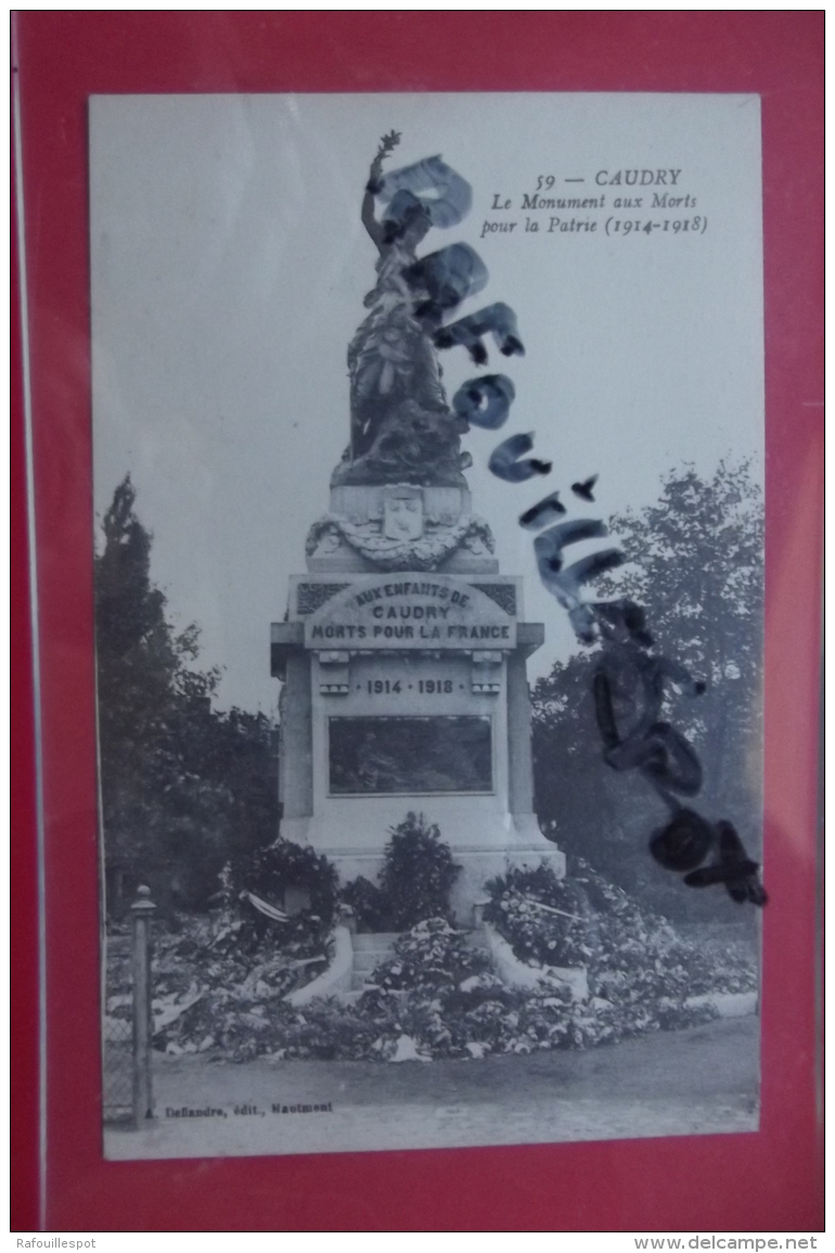 C P Caudry Monument Aux Morts Pour La Patrie N 59 - Monumenti Ai Caduti