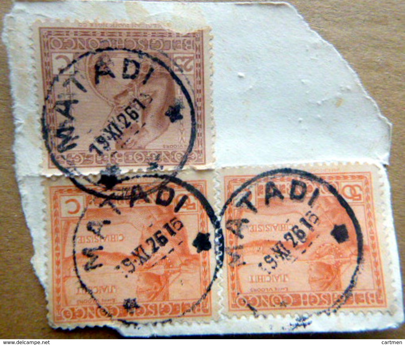 CONGO BELGE MATADI TROIS TIMBRES AVEC OBLITERATIONS BELGISCH CONGO 1915 - Lettres & Documents