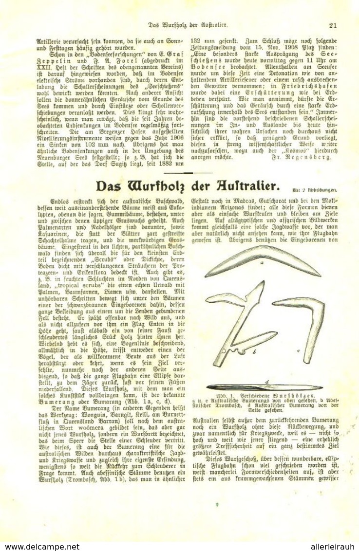 Das Wurfholz Der Australier/ Artikel, Entnommen Aus Kalender /1909 - Bücherpakete