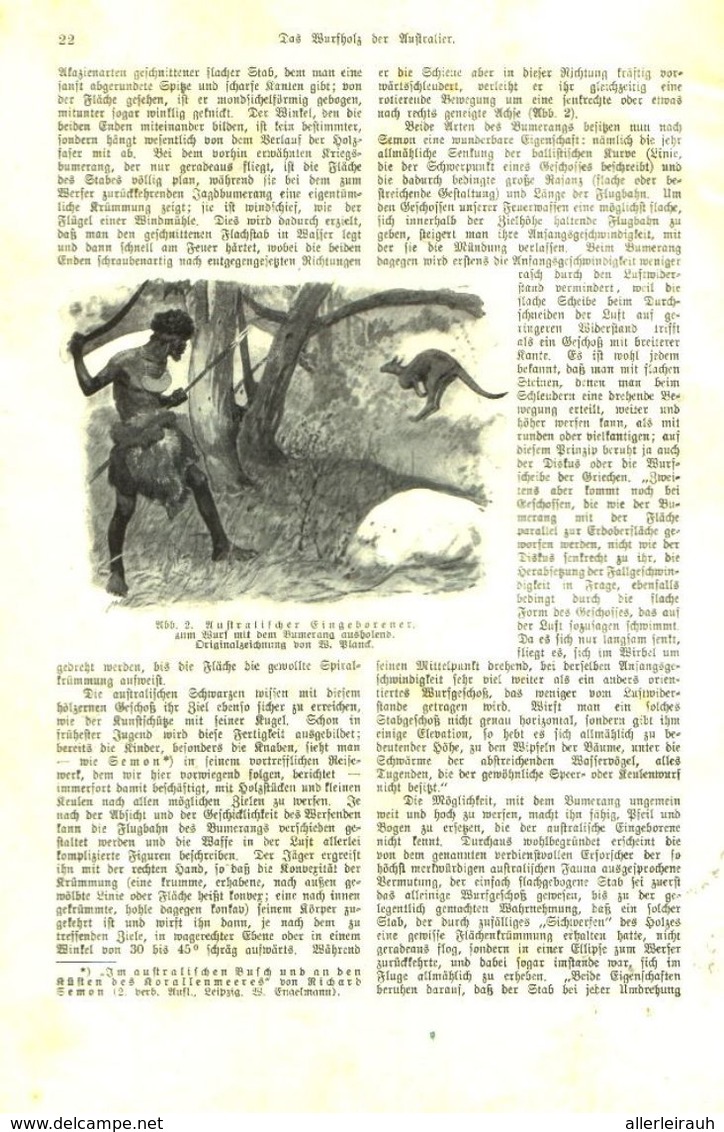 Das Wurfholz Der Australier/ Artikel, Entnommen Aus Kalender /1909 - Packages