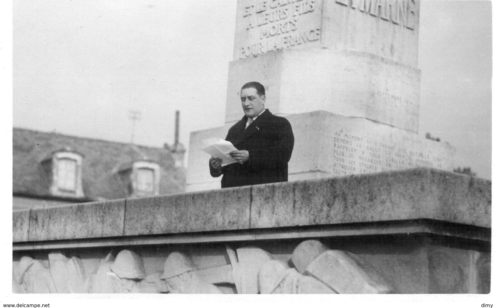 Carte Photo Caen 14 Calvados Place Foch Monument Aux Morts  Discours De M Pierre Adam - Caen