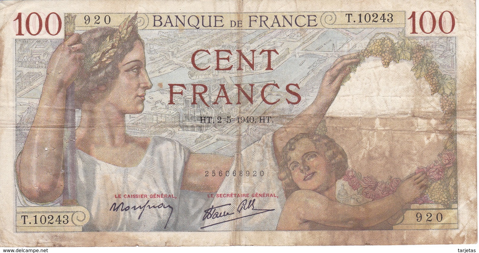 BILLETE DE FRANCIA DE 100 FRANCS DEL 2-5-1940   (BANKNOTE) - 100 F 1939-1942 ''Sully''