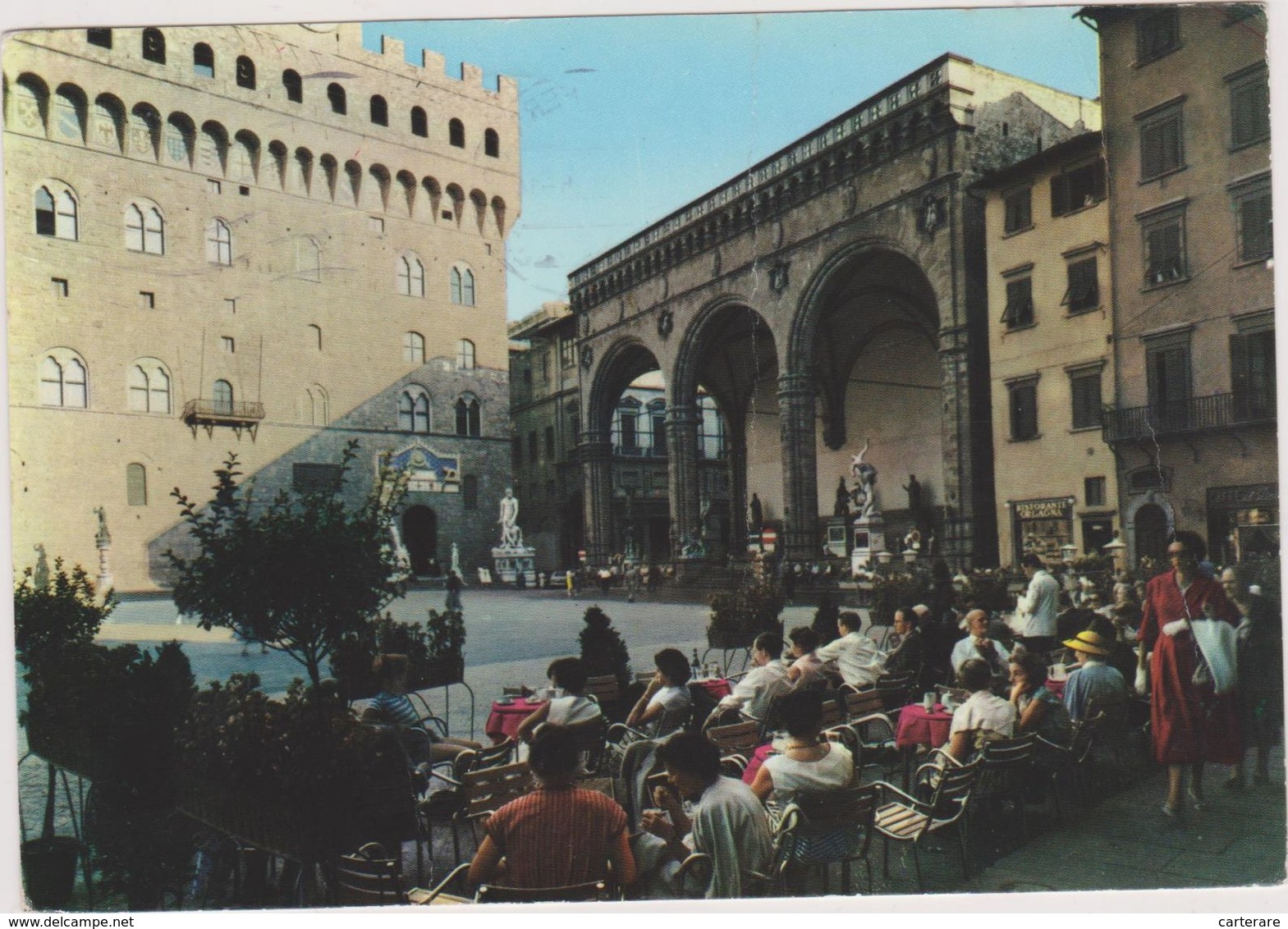 ITALIE,ITALIE,toscana,toscane,FIRENZE,FLORENCE EN 1965,piazza Signoria ,loggia Dell ' Orcagna,rareristorante,rare - Firenze (Florence)