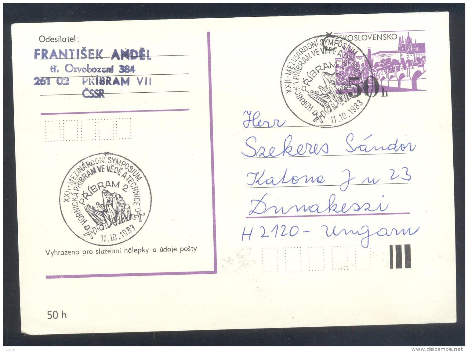 Czechoslovakia 1983 Card:  Minerals Mineraux Palaentology Mineralogy Internatinal Symposium - Mineralien