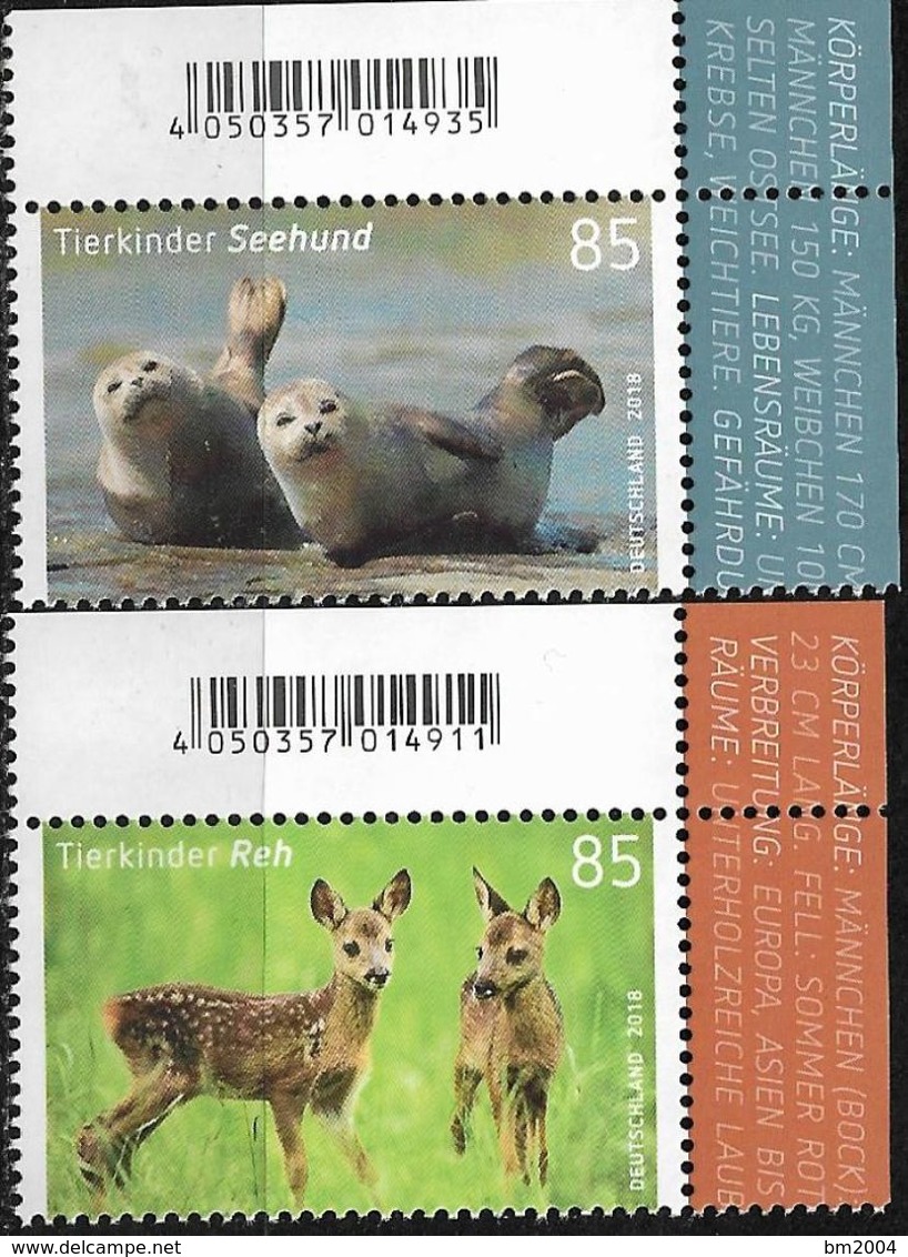 2018 Allem. Fed. Deutschland Germany  Mi. 3352-3** MNH EOR   Tierbabys - Nuevos