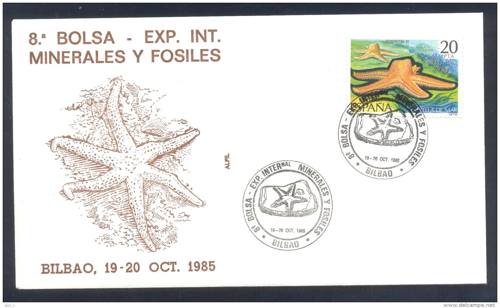 Spain 1985 Cover:  Minerals Mineraux Palaentology Mineralogy Fossils Fosil Fosilien;  International Exposition - Mineralien