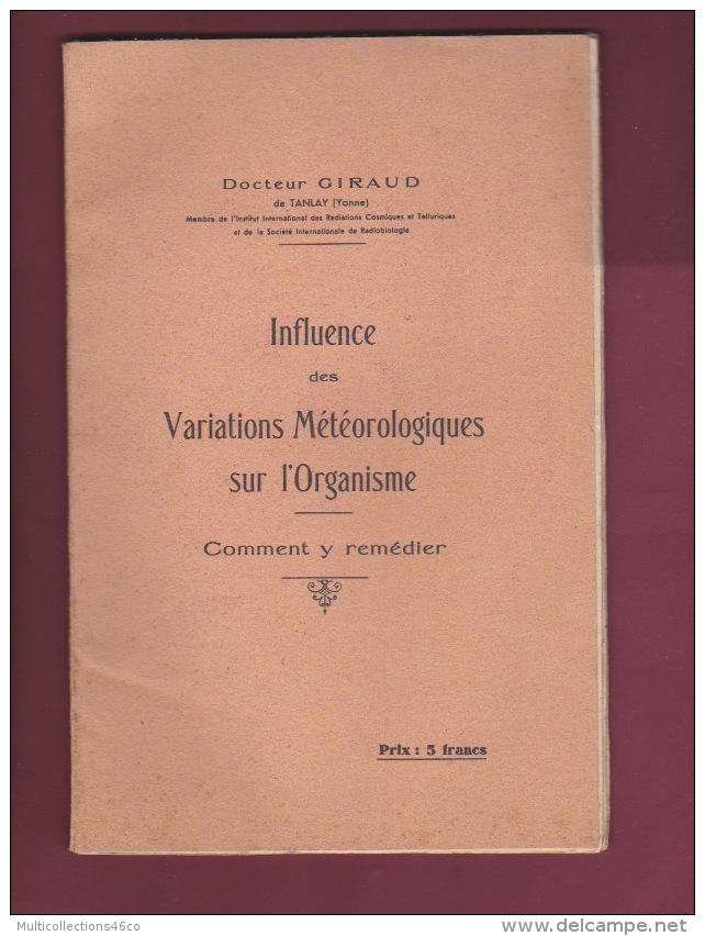 090418 MEDECINE - 1935 Docteur GIRAUD De TANLAY Yonne - Influence Variations Météo Sur Organisme - Attrezzature Mediche E Dentistiche