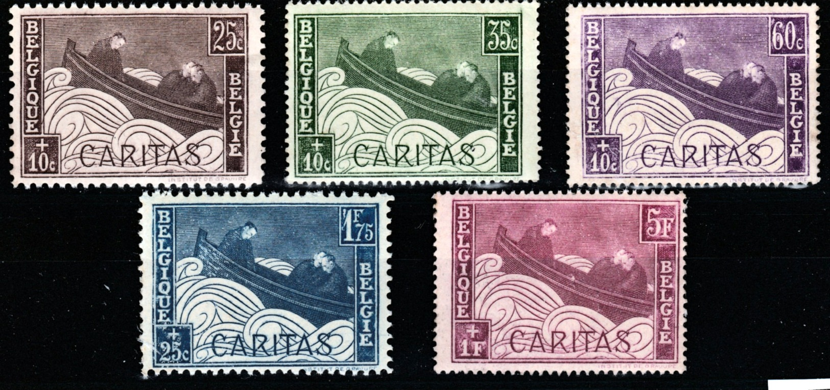 Belgique - Timbres Caritas De 1927 COB 249 / 253 ** - Neufs