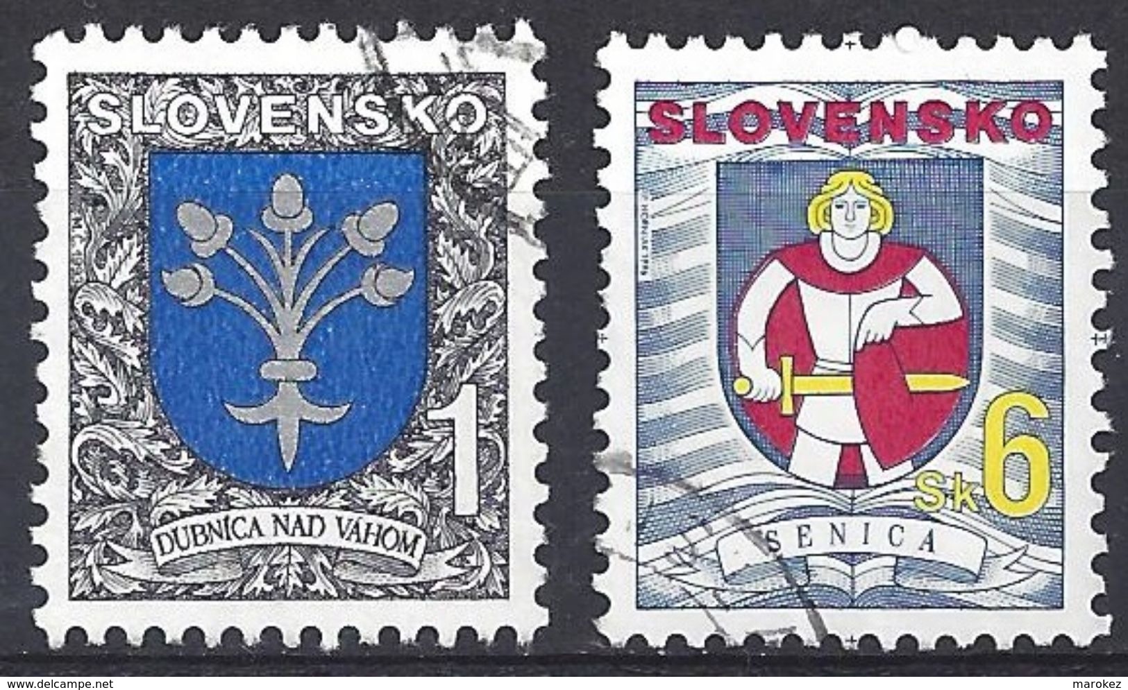SLOVAKIA 1993-1996 Heraldry - Coat Of Arms; Dubnica Nad Vahom & Senica Postally Used MICHEL # 177,256 - Oblitérés