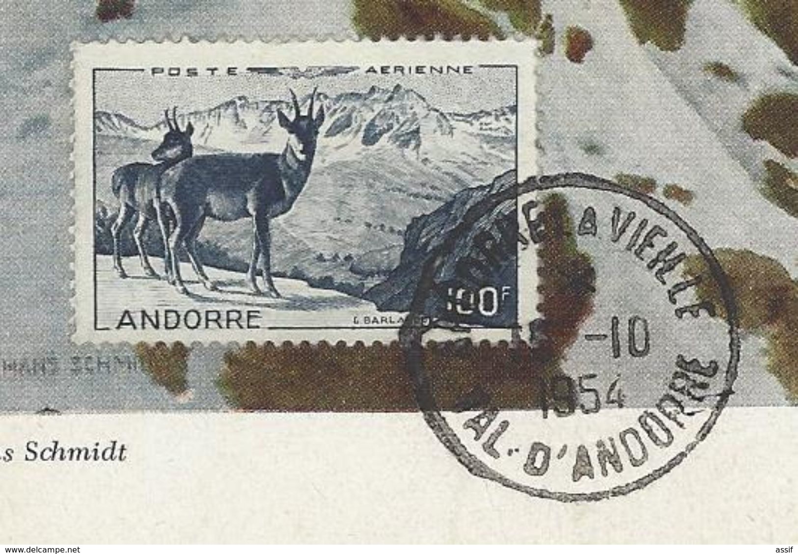 ANDORRE LA VIEILLE 1954 CARTE MAXIMUM CARD YT 1 PA ISARDS /FREE SHIPPING REGISTERED - Maximum Cards