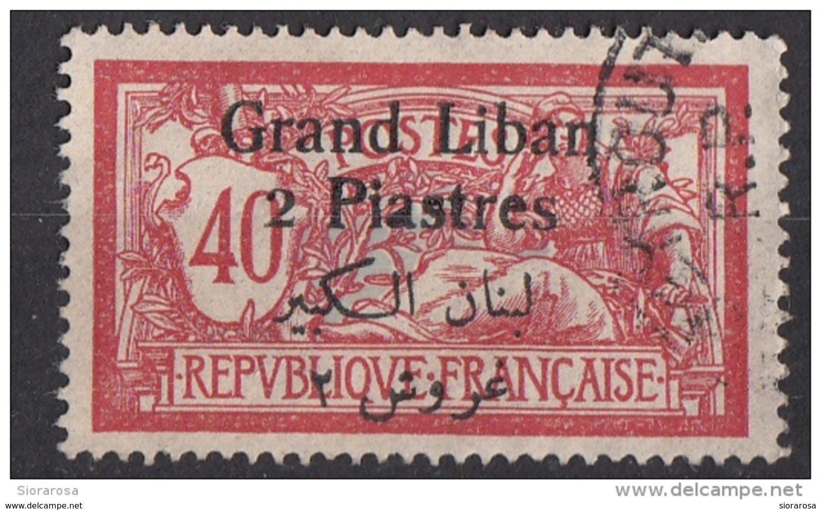 Libano 1924 Sc. 33 Surcharged Grand Liban 2 Piastres Viaggiato Used - Libano