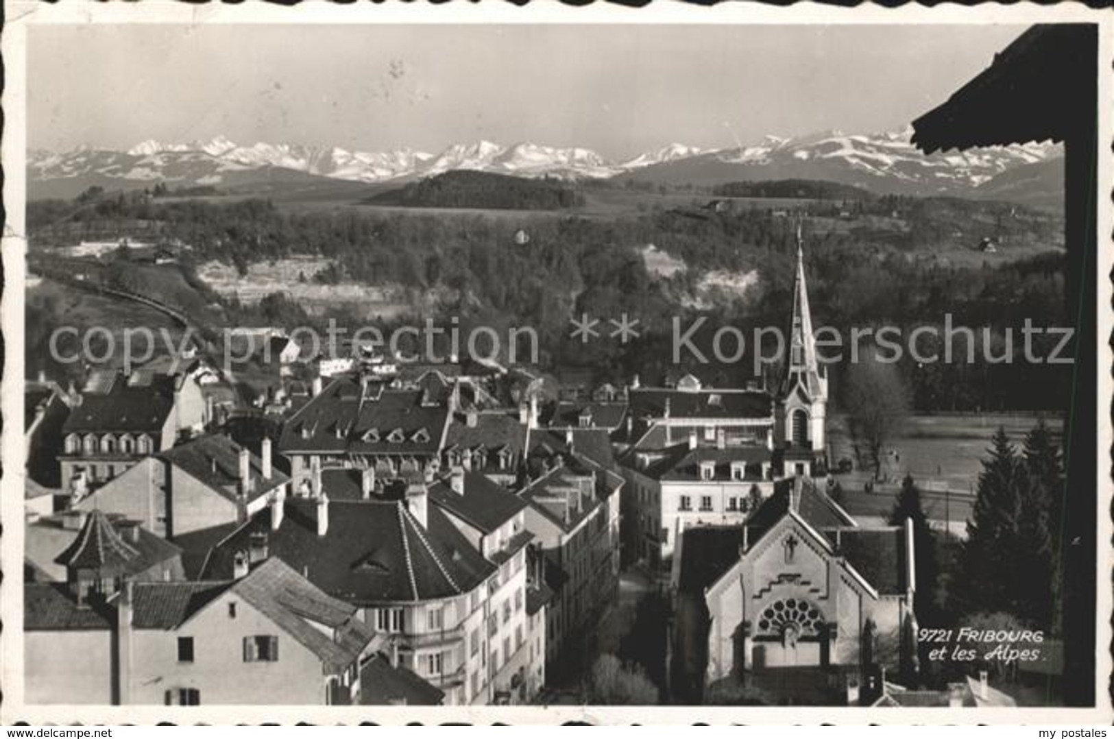 61334613 Fribourg FR Stadtpartie Mit Alpen / Fribourg /Bz. La Sarine - Fribourg