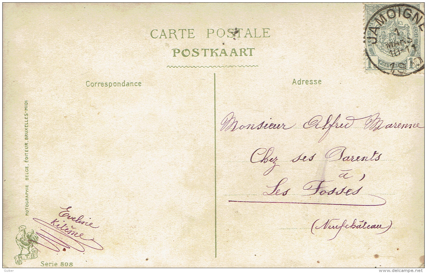 Un Baiser De Jamoigne Rotographie Belge Glacee 1910 ((voir Verso) - Chiny