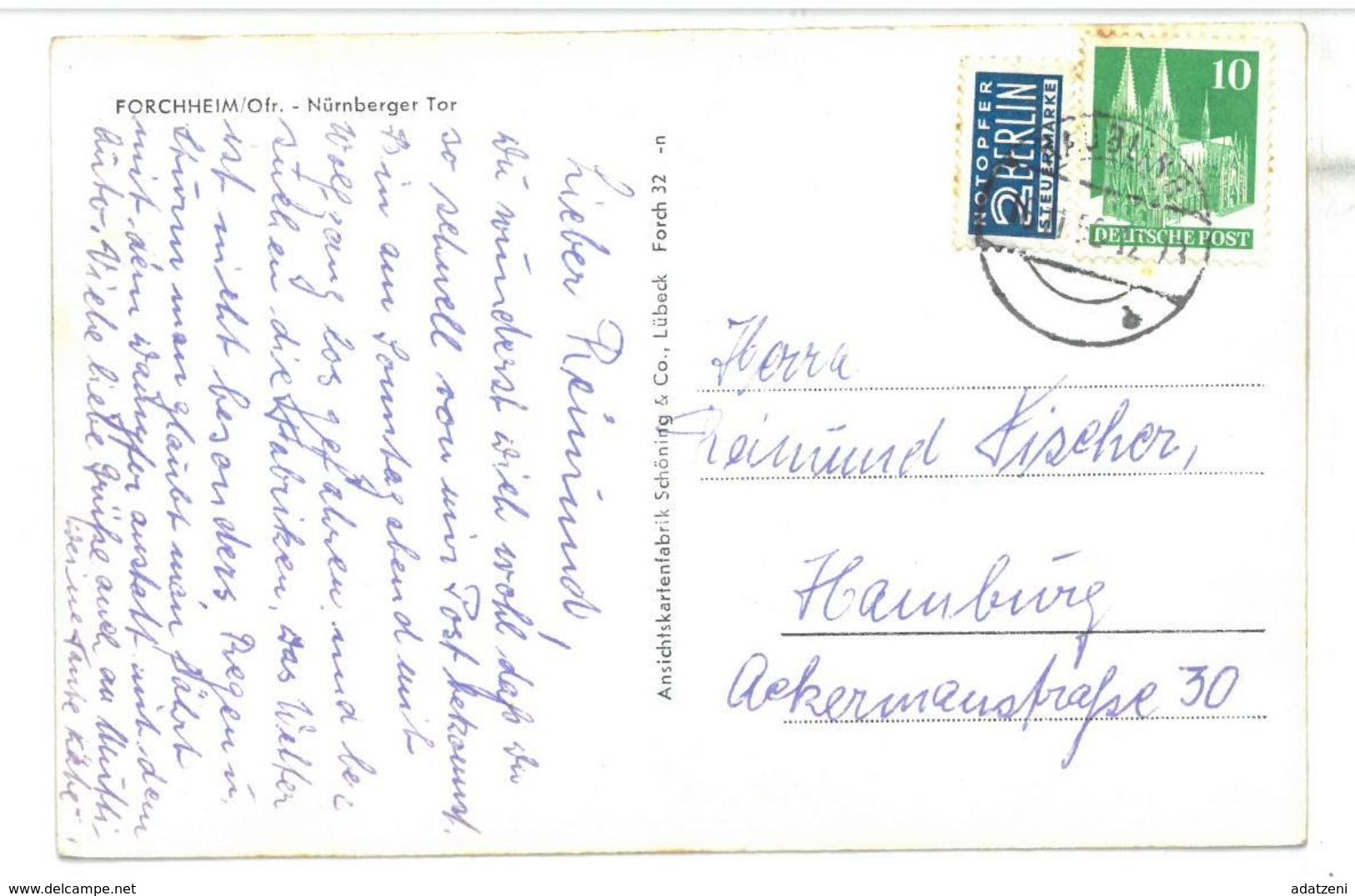 Germania Forchheim/Ofr. Nürnberger Tor Viaggiata 1956 - Forchheim
