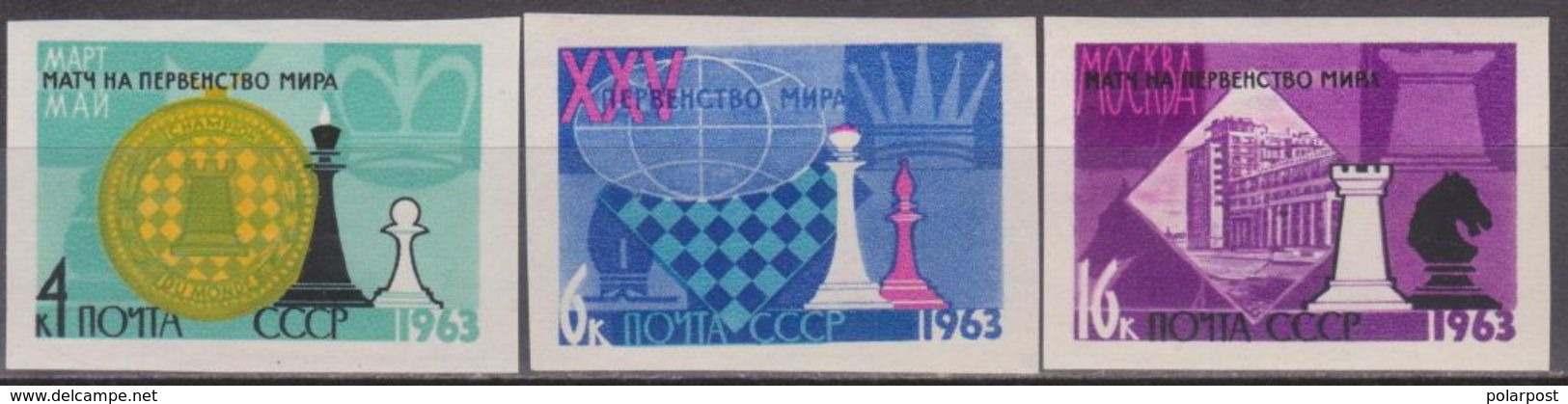 USSR 1963 SK№2774-2776 (2872-2874) XXV THE WORLD OF CHESS WORLD (MOSCOW) - Chess